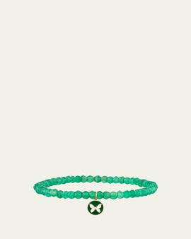 Sydney Evan 14K Enamel Butterfly on Green Onyx Bracelet