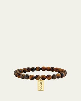 Sydney Evan 14K Gold Bar on Tiger's Eye Stretch Bracelet