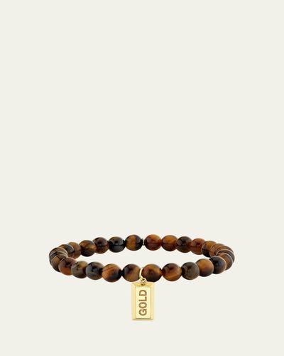 Sydney Evan 14K Gold Bar on Tiger's Eye Stretch Bracelet