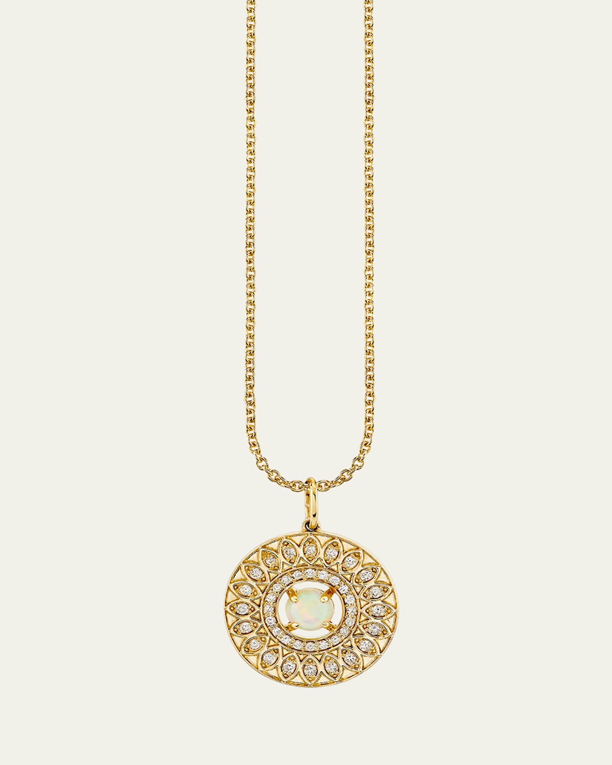Sydney Evan 14K Marquise Eye Open Wheel Charm Necklace