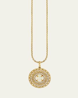 Sydney Evan 14K Marquise Eye Open Wheel Charm Necklace