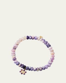 Sydney Evan 14K Marquise Eye Prong-Set Flower Charm Beaded Bracelet