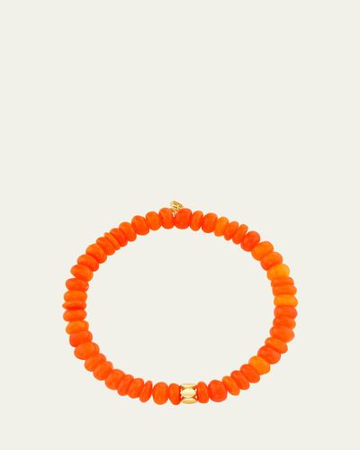 Sydney Evan 14K Marquise Rondelle on Orange Opal Stretch Bracelet