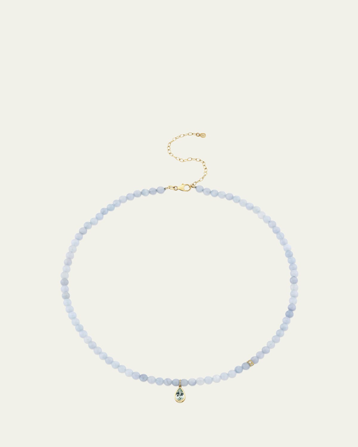 Sydney Evan 14K Pear Aquamarine Beaded Necklace