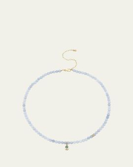 Sydney Evan 14K Pear Aquamarine Beaded Necklace