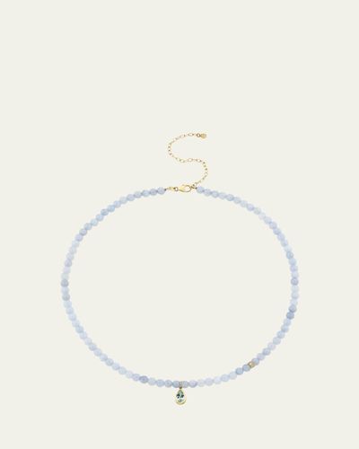 Sydney Evan 14K Pear Aquamarine Beaded Necklace