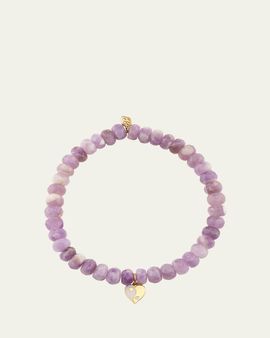 Sydney Evan 14K Purple Yin-Yang Heart on Amethyst Stretch Bracelet