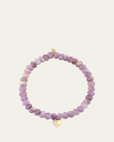 Sydney Evan 14K Purple Yin-Yang Heart on Amethyst Stretch Bracelet