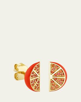 Sydney Evan 14K Sapphire Orange Slice Stud Earrings