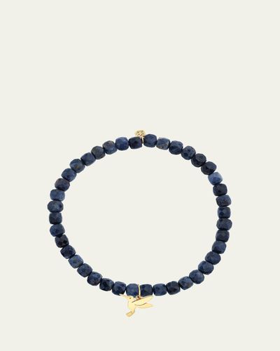 Sydney Evan 14K Tiny Hummingbird on Sapphire Stretch Bracelet