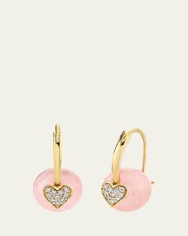 Sydney Evan 14K Yellow Gold, 0.14 TCW Diamond & Morganite Drop Earrings
