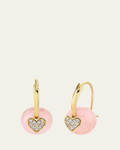 Sydney Evan 14K Yellow Gold, 0.14 TCW Diamond & Morganite Drop Earrings