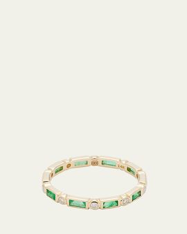 Sydney Evan 14K Yellow Gold Diamond and Emerald Eternity Ring