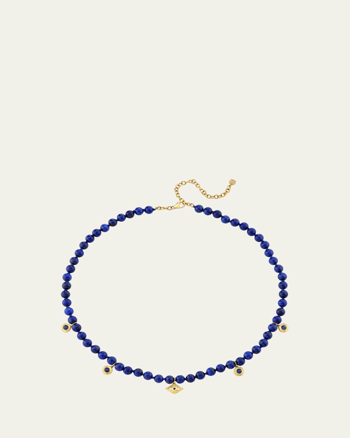 Sydney Evan 14K Yellow Gold, Lapis Lazuli & 0.75 TCW Blue Sapphire Evil Eye Beaded Necklace