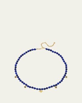 Sydney Evan 14K Yellow Gold, Lapis Lazuli & 0.75 TCW Blue Sapphire Evil Eye Beaded Necklace