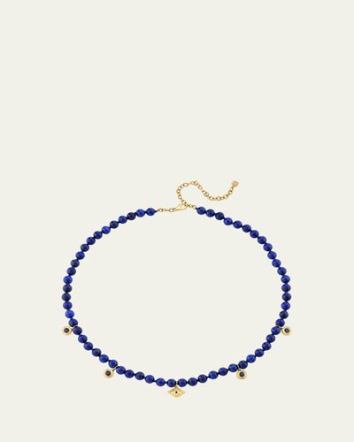 Sydney Evan 14K Yellow Gold, Lapis Lazuli & 0.75 TCW Blue Sapphire Evil Eye Beaded Necklace