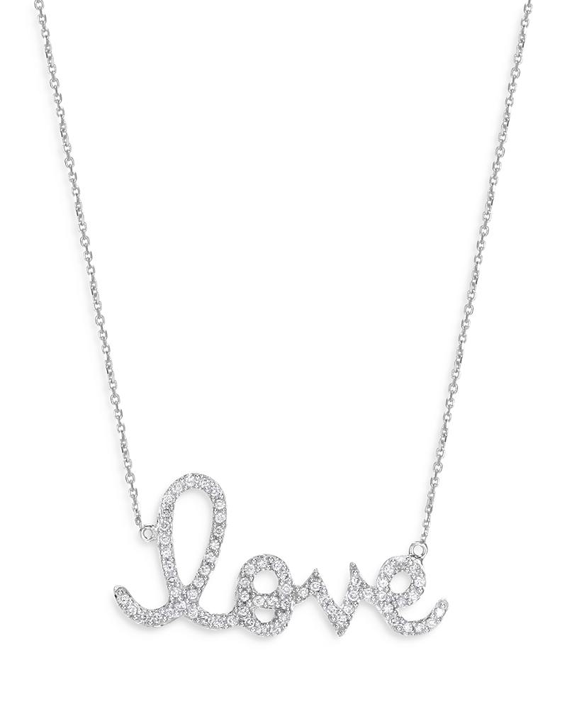 Sydney Evan Sydney Evan 14K White Gold Diamond Large Love Script Pendant Necklace, 18