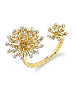 Sydney Evan Sydney Evan 14K Yellow Gold Burst Diamond Flower Cuff Ring