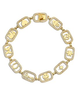 Sydney Evan Sydney Evan 14K Yellow Gold Confetti Disco Diamond Halo Charm Link Bracelet, 0.18 tcw
