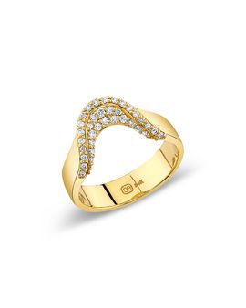 Sydney Evan Sydney Evan 14K Yellow Gold Core Diamond Curve Ring