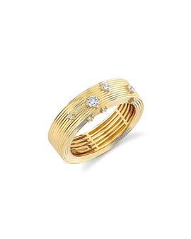 Sydney Evan Sydney Evan 14K Yellow Gold Core Diamond Fluted Band