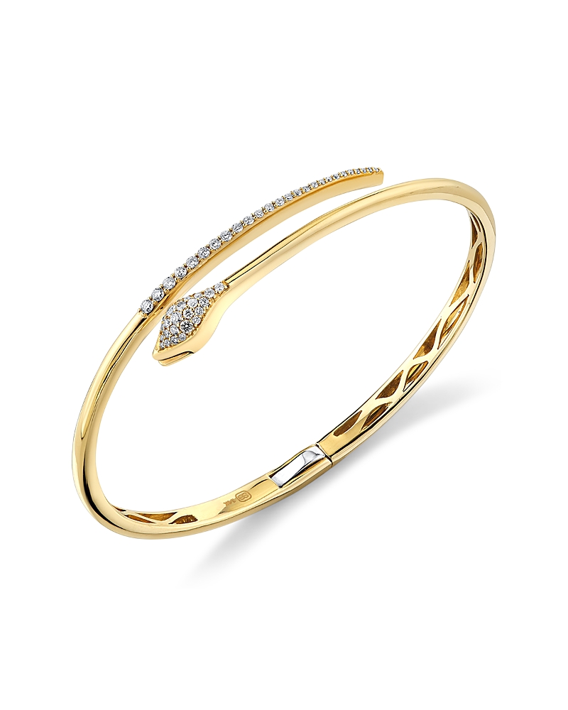 Sydney Evan Sydney Evan 14K Yellow Gold Core Diamond Snake Bypass Bracelet