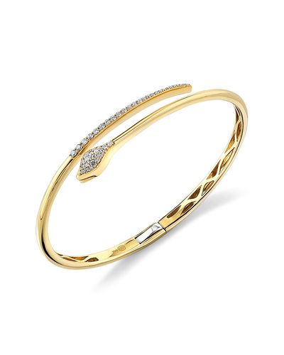 Sydney Evan Sydney Evan 14K Yellow Gold Core Diamond Snake Bypass Bracelet