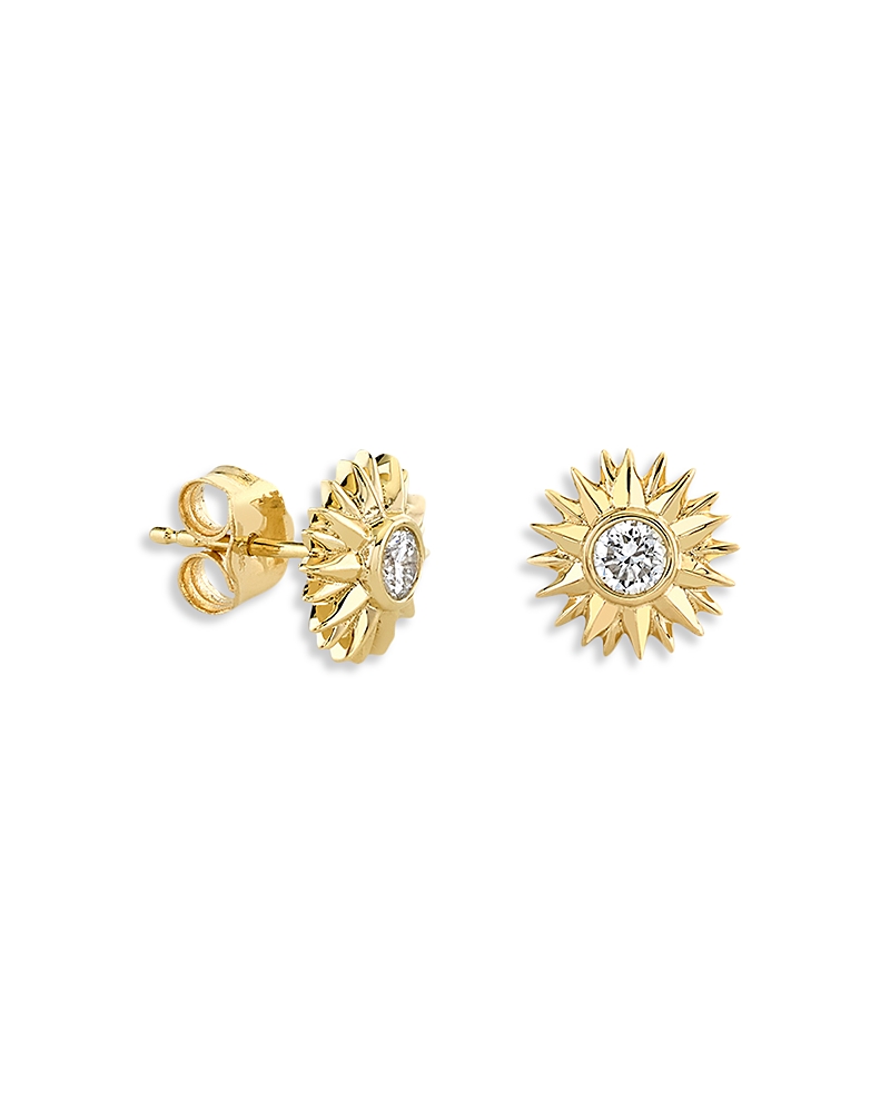 Sydney Evan Sydney Evan 14K Yellow Gold The Solara Diamond Sunburst Stud Earrings
