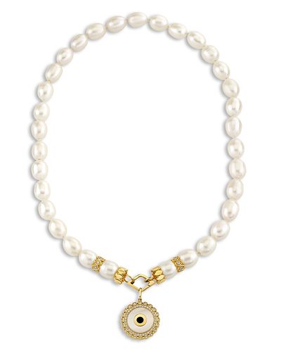 Sydney Evan Sydney Evan 14K Yellow Gold The Solara Freshwater Rice Pearl & Diamond Eye Pendant Necklace, 16