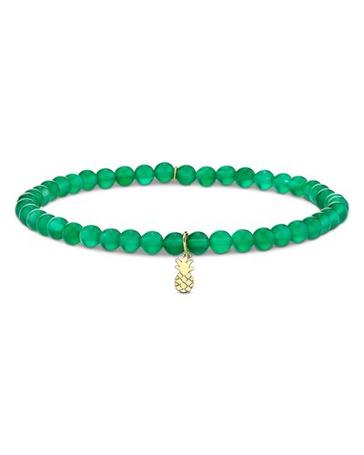 Sydney Evan Sydney Evan 14K Yellow Gold The Terra Green Onyx Pineapple Charm Bead Bracelet