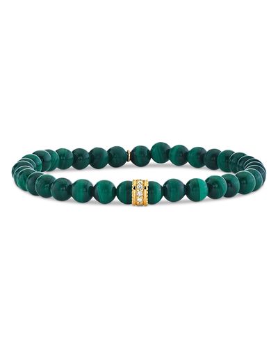 Sydney Evan Sydney Evan 14K Yellow Gold The Terra Malachite & Diamond Rondelle Bead Bracelet