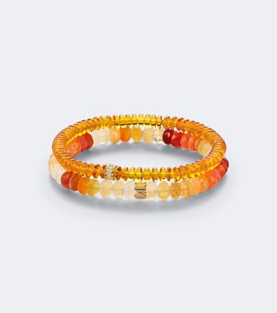 Sydney Evan Sydney Evan 14kt gold beaded bracelet with gemstones