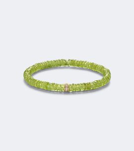 Sydney Evan Sydney Evan 14kt gold beaded bracelet with peridot and diamonds
