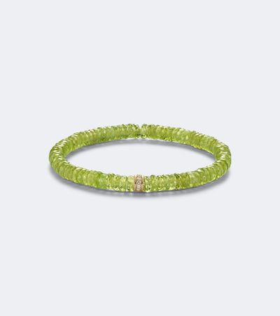 Sydney Evan Sydney Evan 14kt gold beaded bracelet with peridot and diamonds