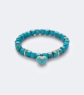 Sydney Evan Sydney Evan 14kt gold beaded bracelet with tuquoise and diamonds