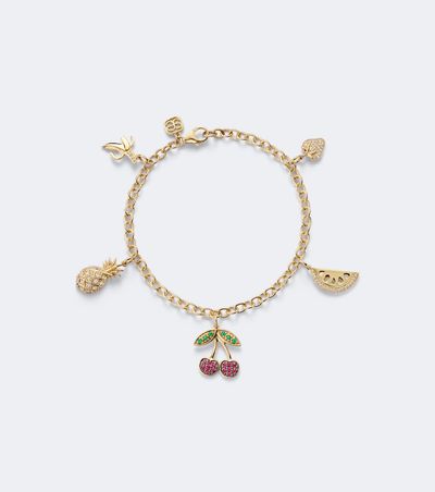 Sydney Evan Sydney Evan 14kt gold charm bracelet with gemstones