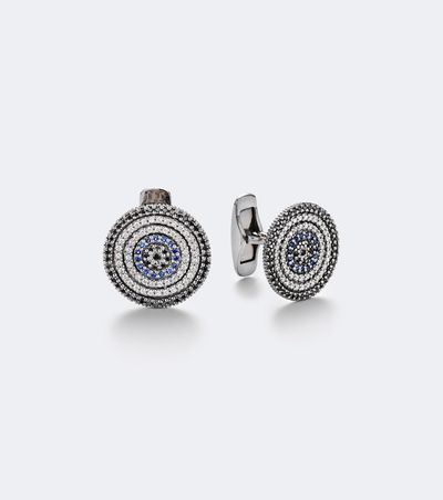 Sydney Evan Sydney Evan 14kt white gold embellished cufflinks with diamonds and sapphires