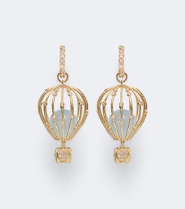 Sydney Evan Sydney Evan Hot Air Balloon 14kt gold hoop earrings with aquamarine and diamonds