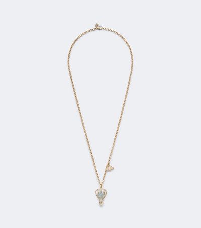 Sydney Evan Sydney Evan Hot Air Balloon and Cloud 14kt gold chain necklace with aquamarine and diamonds