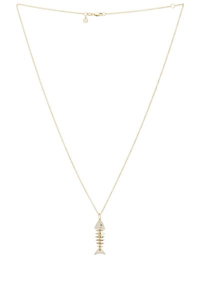 Sydney Evan Sydney Evan Large Pave Fishbone Charm Necklace