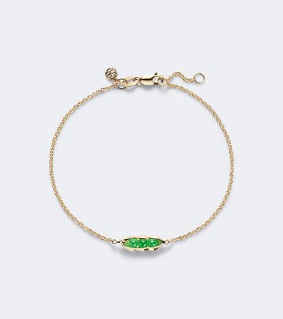 Sydney Evan Sydney Evan Pea Pod 14kt gold bracelet with jades