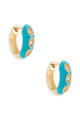 Sydney Evan Sydney Evan Puffy Enamel Marquis Eye Huggie Hoop Earrings