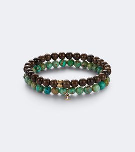 Sydney Evan Sydney Evan Set of 2 14kt gold beaded bracelets with turquoise and jaspers