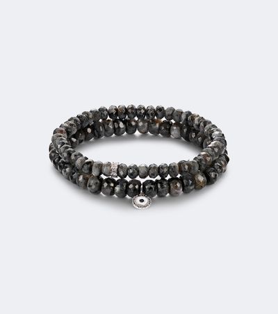 Sydney Evan Sydney Evan Set of 2 14kt white gold beaded bracelets with diamonds and moonstones