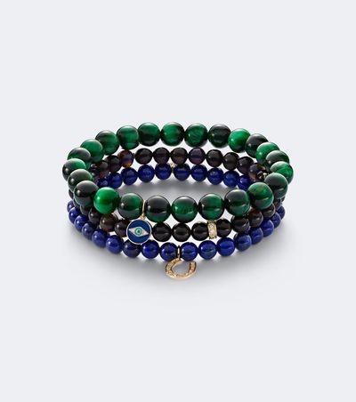 Sydney Evan Sydney Evan Set of 3 14kt gold beaded bracelets with gemstones
