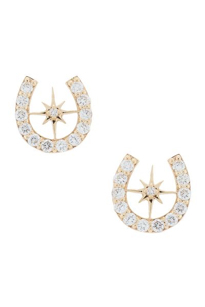 Sydney Evan Sydney Evan Starburst Horseshoe Stud Earrings