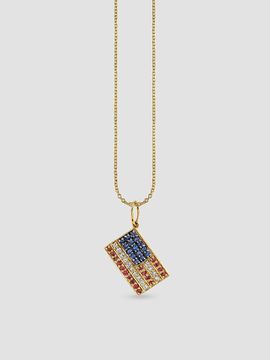 Sydney Evan Women's 14K Ruby, Sapphire, and Diamond American Flag Pendant Necklace
