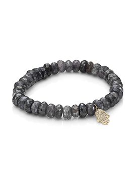 Sydney Evan Women's 14K Yellow Gold, 0.11 TCW Diamond & Iolite Small Hamsa Beaded Bracelet