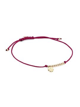 Sydney Evan Women's 14K Yellow Gold & 0.005 TCW Diamond Hamsa Charm Red Cord Bracelet