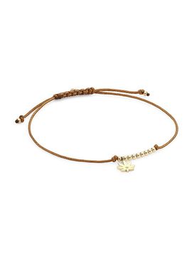 Sydney Evan Women's 14K Yellow Gold & 0.005 TCW Diamond Mary Jane Charm Tan Cord Bracelet